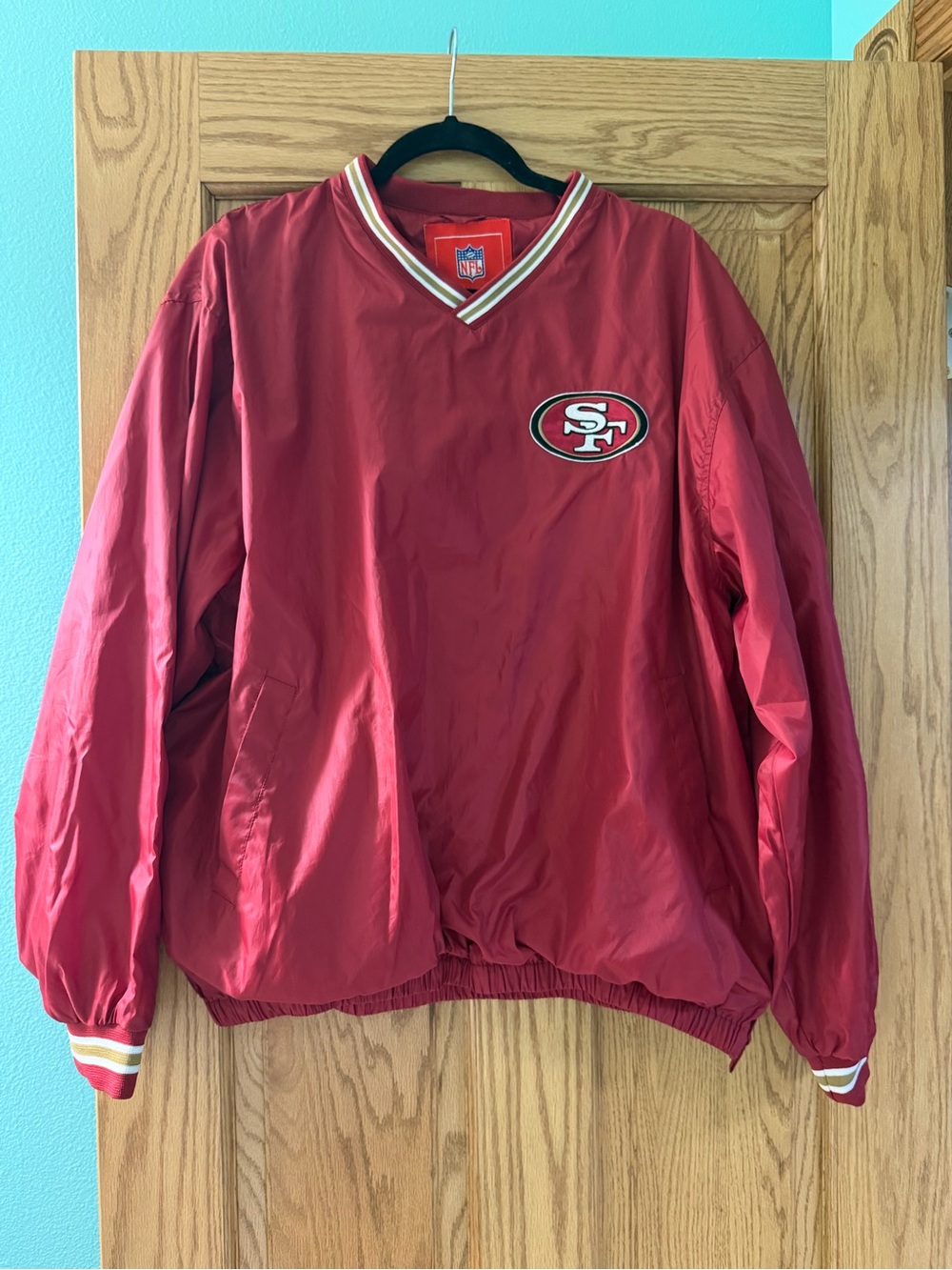 NFL Red Pullover Jacket with White and Gold Trim